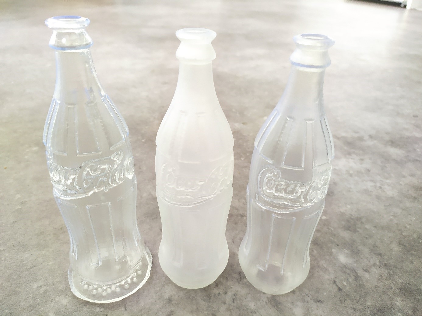 REAL CLEAR SLA parts: Clearcoating prototype 3D printed bottles 