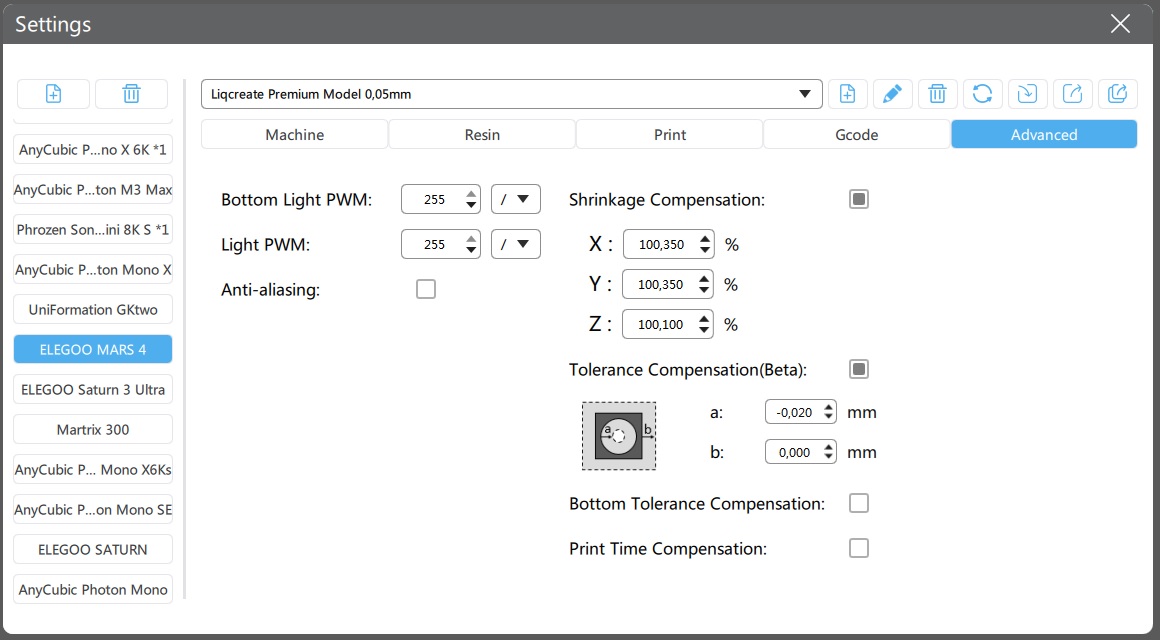 Scaling liqcreate premium model on the elegoo mars 4 resin 3d-printer accurate dental models aligners splints biocompatible model C&B crown and bridge