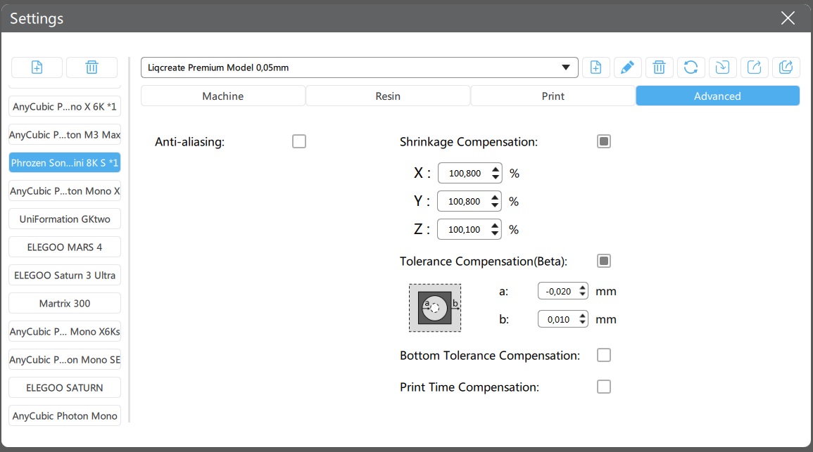 Scaling liqcreate premium model on the Phrozen Sonic Mini 8K S shrinkage low optimization resin 3d-printer accurate dental models aligners splints biocompatible model C&B crown and bridge dental model pro beige low shrinkage